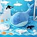 RoundFunny 215in Mommy Whale Stuffed Animal with 4 Small Whales Cute Soft Cotton Plushies Cartoon Hugging Gifts for Birthday Ocean Sea Creature Lover Nursery Decor Blue - Image 2