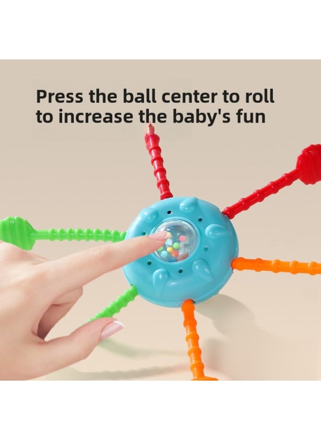 Generic - Children's Cartoon Space Spinning Top Toy Baby Boy Soft Rubber Can Bite Baby Rattle 0-1-Color:Space Lala (Blue) - Image 1