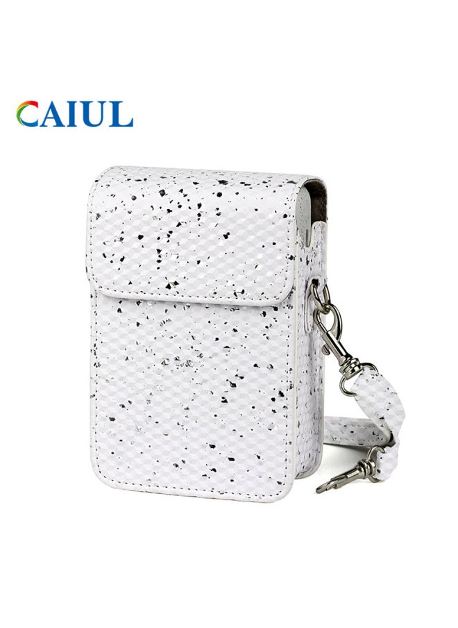 Generic For Polaroid Mini Liplay Camera Bag Brushed Protective Cover PU Leather One-shoulder Retro Camera Storage Bag-Color:Pearl White (Flash)  - Image 1