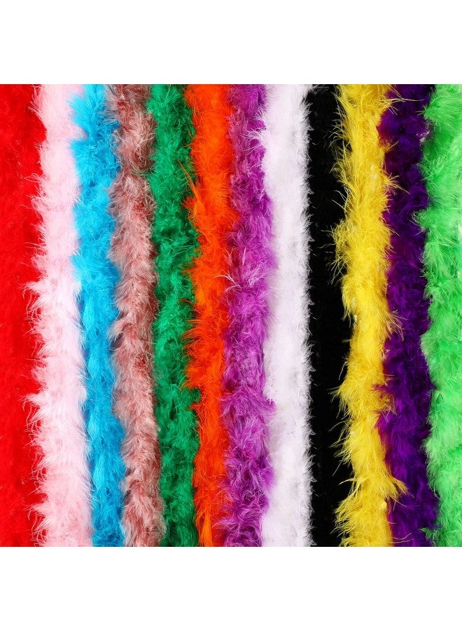 چوينت 12 قطعة من ريش البواء الملون من ريش المارابو لعيد الميلاد وشاح أبيض من الريش الكبير للحفلات ريش البواء قوس قزح أرجواني فاتح ساخن ريش البواء الأبيض ريش المارابو الأسود، 6.6 قدم (لون غامق) - Image 1
