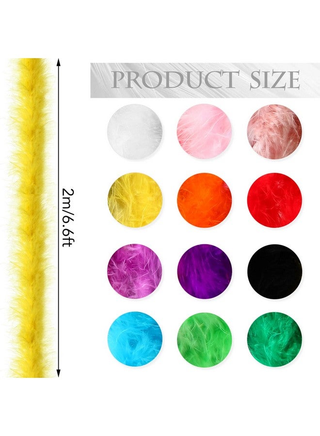 چوينت 12 قطعة من ريش البواء الملون من ريش المارابو لعيد الميلاد وشاح أبيض من الريش الكبير للحفلات ريش البواء قوس قزح أرجواني فاتح ساخن ريش البواء الأبيض ريش المارابو الأسود، 6.6 قدم (لون غامق) - Image 2