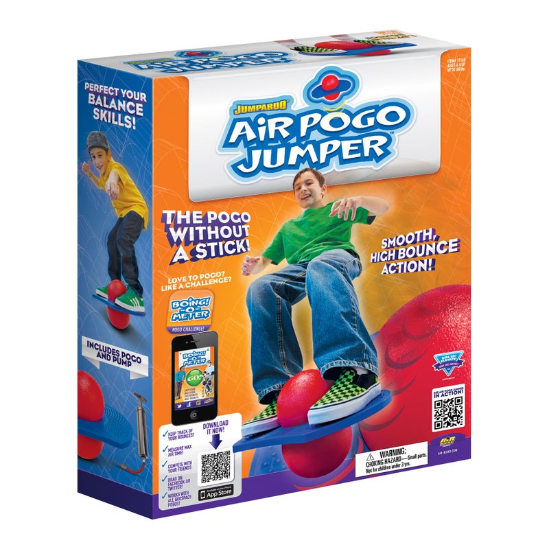 Geospace Original AIR POGO Jumper for Indoor or Outdoor Use Fun Trick Bounce Board for Boys Girls Teens Ages 6 or up to 160 lbs Pump Included BlueRed