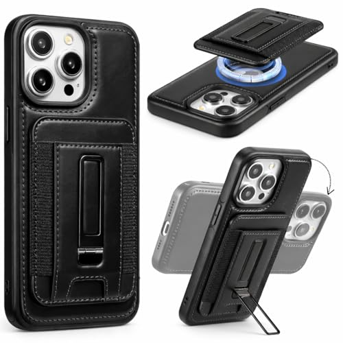 Mizi Magnetic Wallet for iPhone (2025 Upgraded) – 5-Card Holder, RFID Blocking, 3,200g Magnetic Strength, Slim Vegan Leather – Compatible with iPhone 16/15/14/13/12 Series (Not for Mini) – Black - Image 1