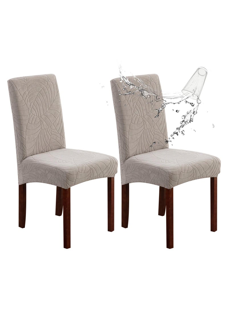 Y&D Chair Covers for Dining Room  Solid Stretch Covers Washable Kitchen Slip Jacquard Parson   Chairs Seat Slipcover - Image 1