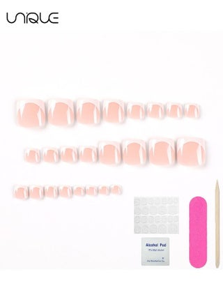 24Pcs Fake Nails - French foot Nails - White Foot Armor - Fake Nail Patch - view 5