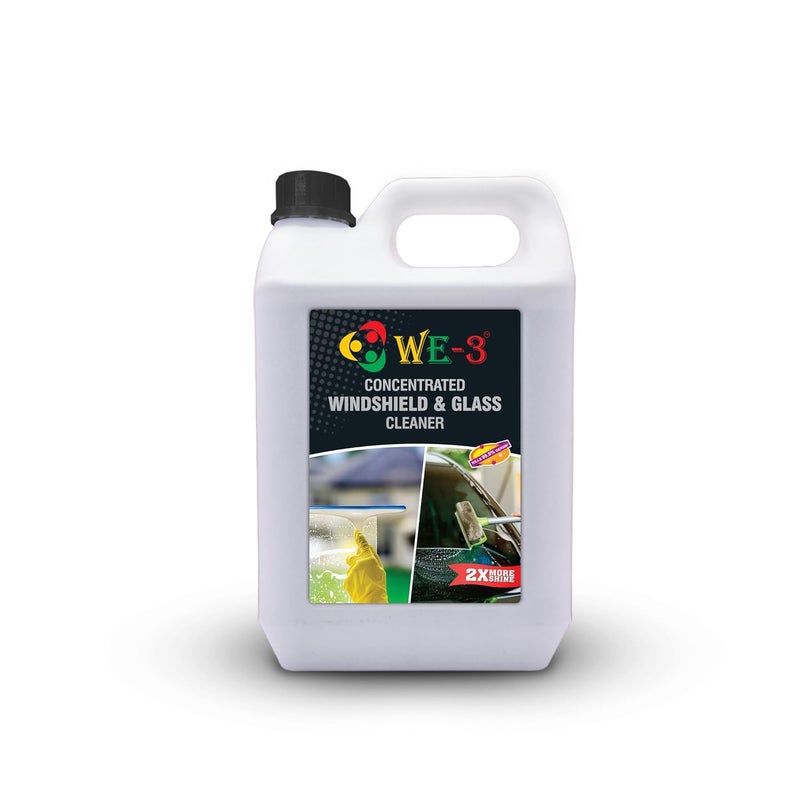 we3 WE-3 Windshield Glass Cleaner – Multi-Purpose Concentrated Glass Cleaner, Streak-Free Shine, Anti-Fog Formula, Glass Surface Shiner, Automotive Glass Gloss (5LTR) - Image 1