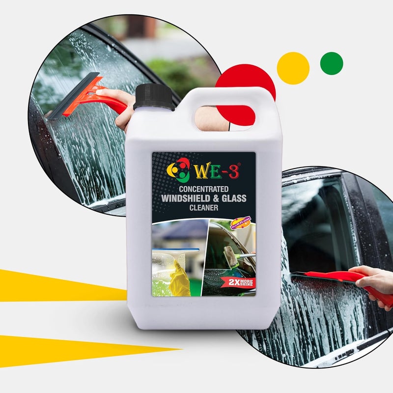 we3 WE-3 Windshield Glass Cleaner – Multi-Purpose Concentrated Glass Cleaner, Streak-Free Shine, Anti-Fog Formula, Glass Surface Shiner, Automotive Glass Gloss (5LTR) - Image 2