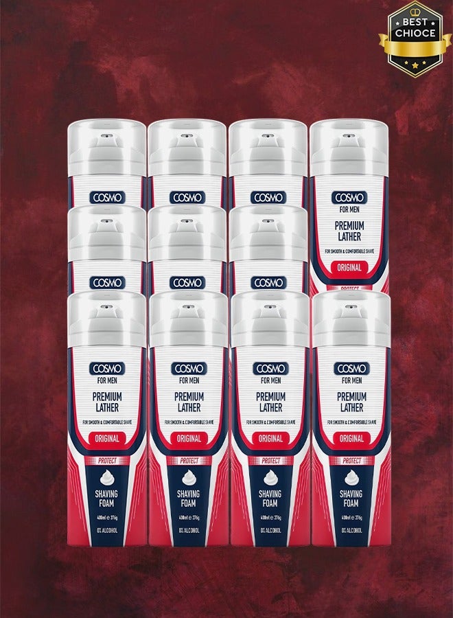 COSMO 11 Pieces Premium Lather For Smooth & Comfortable Shave Original Shaving Foam 400ml  - Image 1
