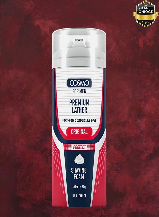 COSMO 11 Pieces Premium Lather For Smooth & Comfortable Shave Original Shaving Foam 400ml  - Image 2