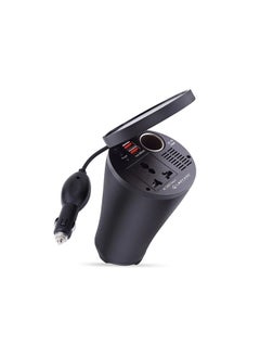 Car Power Inverter, Cup-shaped 150W Converter, DC 12V to AC 220V/110V with Dual USB Ports