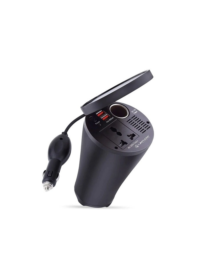 Generic - Car Power Inverter, Cup-shaped 150W Converter, DC 12V to AC 220V/110V with Dual USB Ports - Image 1