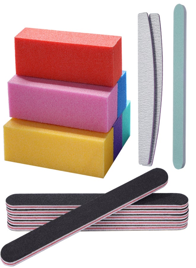 Nail Files & Buffer Manicure Tools Kit Rectangular Nail Art Care Buffer Block Tools Double-sided Nail Files & 4-Sided Nail Buffer - Image 1