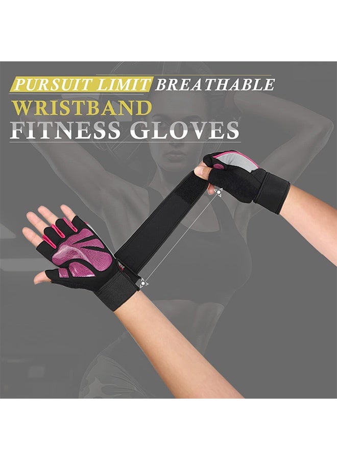 CAMPANAS Weight Lifting Gloves for Men and Women Non-Slip Workout Gloves with Adjustable Wrist Support Velcro Strap Cycling Gloves for Fitness Training Daily Use Pink - Image 4