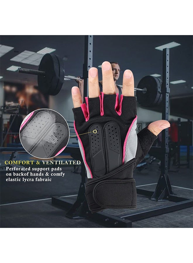 CAMPANAS Weight Lifting Gloves for Men and Women Non-Slip Workout Gloves with Adjustable Wrist Support Velcro Strap Cycling Gloves for Fitness Training Daily Use Pink - Image 3
