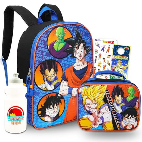 TOEI Animation Dragon Ball Z Backpack with Lunch Box - Bundle with 16" Backpack, Lunch Bag, Water Bottle, Stickers, More | Dragon Ball School Backpack Kids - Image 1