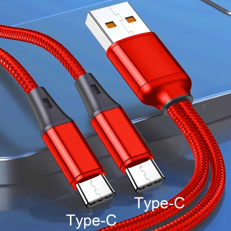 حزمة من قطعتين، كابل شحن مزدوج بطول 4 أقدام من USB-C إلى USB-A لتقسيم الشحن، متوافق مع iPhone 15 وiPad Pro وGoogle Pixel 8 - Image 3
