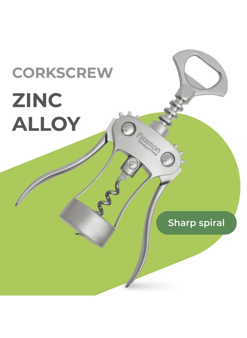 Fissman Fissman Wine Opener Corkscrew 18.5cm, Zinc Alloy Multipurpose CorkScrew Lily Series, Anti-Rust Wing Corkscrew for Wine and Bottle Opener, Anti-Slip Grip Corkscrew  - Image 4