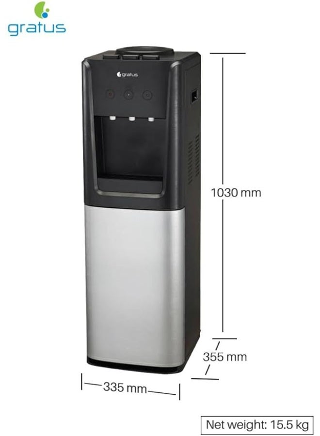 gratus Hot & Cold 3‑Tap Floor‑Standing Top‑Load Water Dispenser with Built‑In Refrigerator | 1 Year Full Warranty & 2 Years Compressor Warranty | Model GWD801WFRW - Image 3