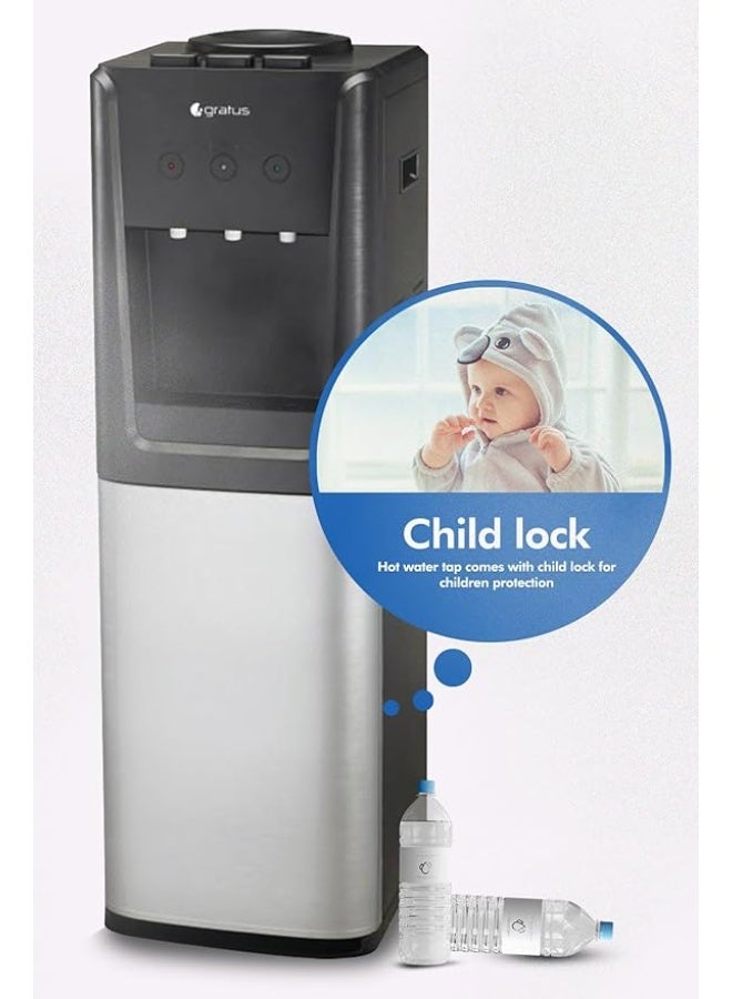 gratus Hot & Cold 3‑Tap Floor‑Standing Top‑Load Water Dispenser with Built‑In Refrigerator | 1 Year Full Warranty & 2 Years Compressor Warranty | Model GWD801WFRW - Image 5