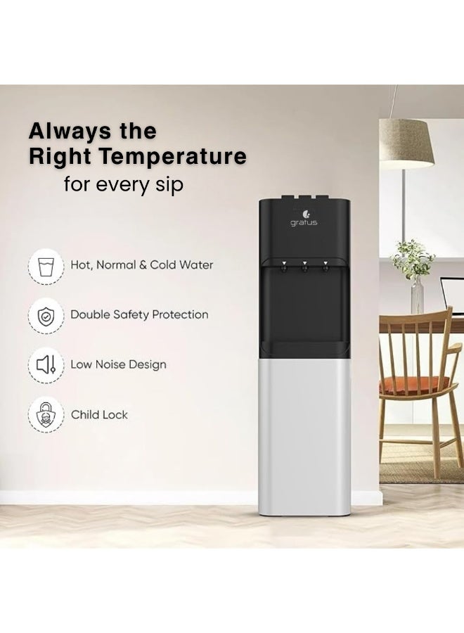 gratus Hot & Cold 3‑Tap Floor‑Standing Top‑Load Water Dispenser with Built‑In Refrigerator | 1 Year Full Warranty & 2 Years Compressor Warranty | Model GWD801WFRW - Image 2