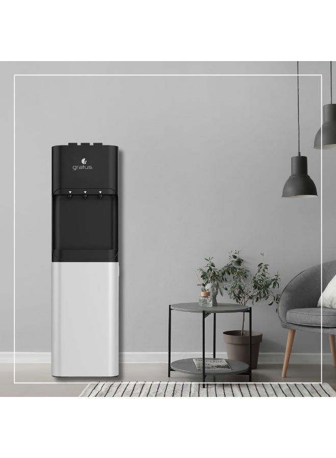 gratus Hot & Cold 3‑Tap Floor‑Standing Top‑Load Water Dispenser with Built‑In Refrigerator | 1 Year Full Warranty & 2 Years Compressor Warranty | Model GWD801WFRW - Image 1