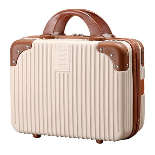 SUNBEET Mini Hard Shell Hard Travel Luggage Makeup Case Small Portable Carrying Case Suitcase Organizer Makeup Storage Box for Women (B-Cream..) - Image 1