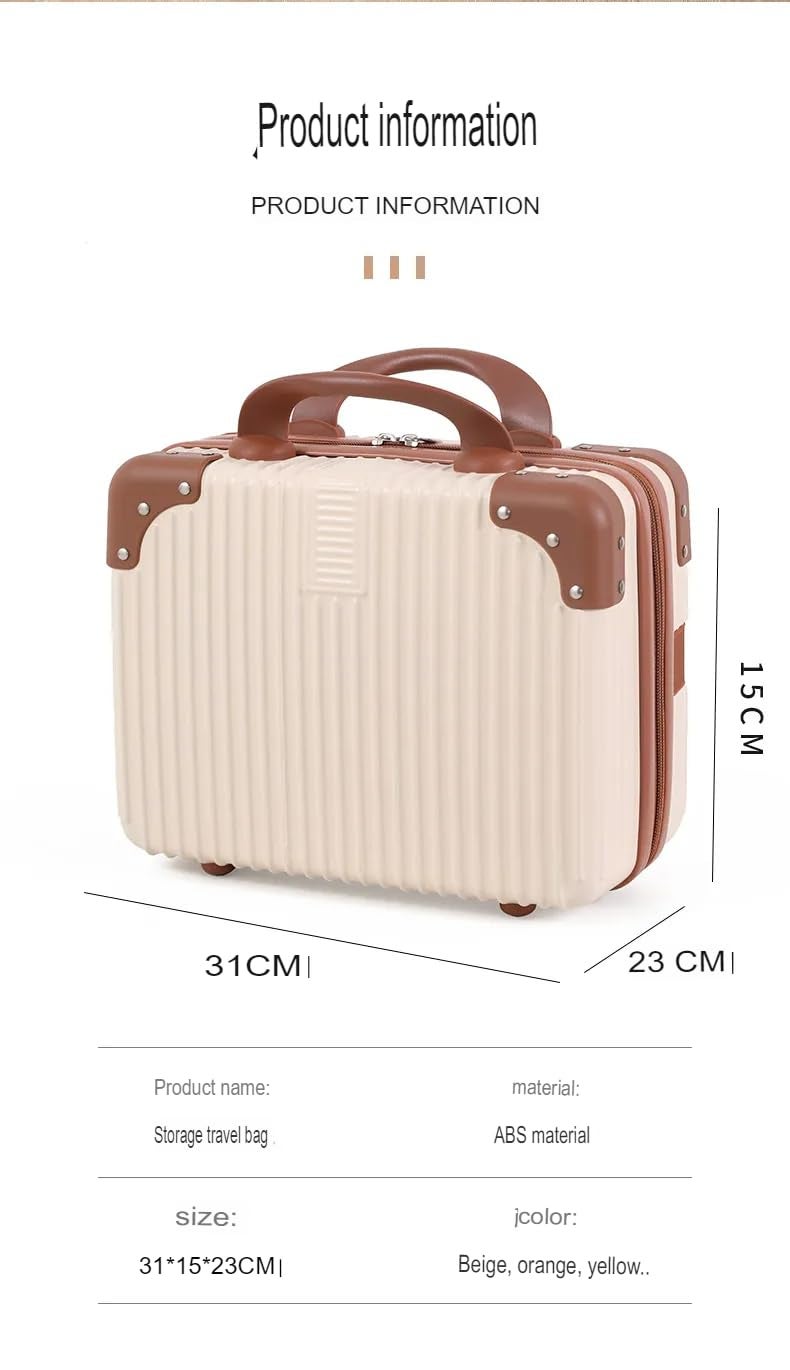 SUNBEET Mini Hard Shell Hard Travel Luggage Makeup Case Small Portable Carrying Case Suitcase Organizer Makeup Storage Box for Women (B-Cream..) - Image 3