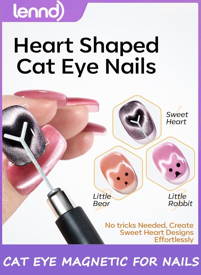 LENND Cat Eye Magnetic for Nails,15PCS Cat Eye Gel Nail Polish Magnet Tools Powerful Set Wand Magnet Winter Nail Polish Square Round Magnet Stick Diverse Glassy Cateye Effect - Image 2