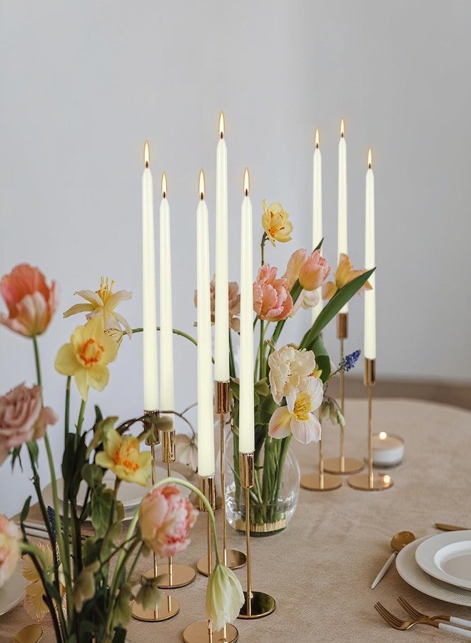Grcdoyvl 50 Pack Ivory Taper Candles 10 Inch - Classic Soft White Dinner Candles, Dripless Unscented Premium Wax with Cotton Wick, 8-Hour Burn Time for Wedding, Vintage & Formal Table Decor - Image 5