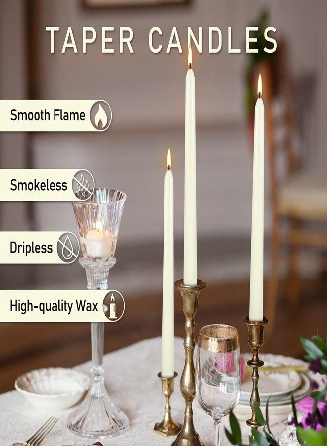 Grcdoyvl 50 Pack Ivory Taper Candles 10 Inch - Classic Soft White Dinner Candles, Dripless Unscented Premium Wax with Cotton Wick, 8-Hour Burn Time for Wedding, Vintage & Formal Table Decor - Image 4