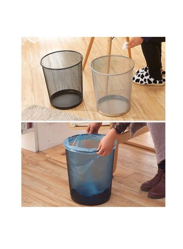 PROMASS Bybyh Trash Can Circular Mesh Bin Waste Paper Basket，Trash Can Circular Metal Mesh Waste Paper Bin Lightweight Black (Color : Silver) - Image 2