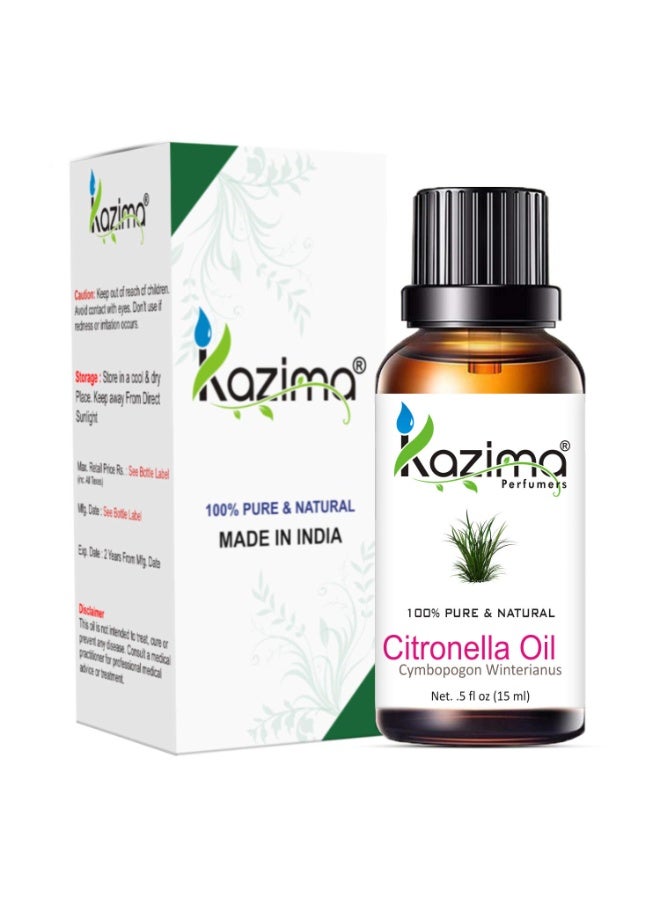 KAZIMA Combo of Citronella Oil & Lemongrass Essential Oil for use in Mosquito Repellent, Hair Growth, Acne, Aromatherapy, 15 ml each - Image 2