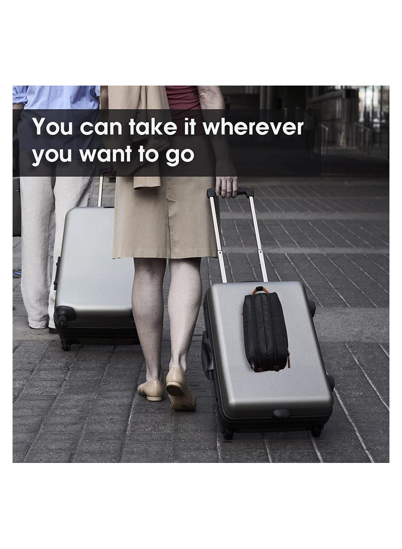 حقيبة مستلزمات السفر للرجال والنساء، منظم أكسفورد القابل للطي والمقاوم للماء، تخزين مزدوج الطبقات للمستحضرات التجميلية وضروريات الحلاقة (أسود) - Image 3