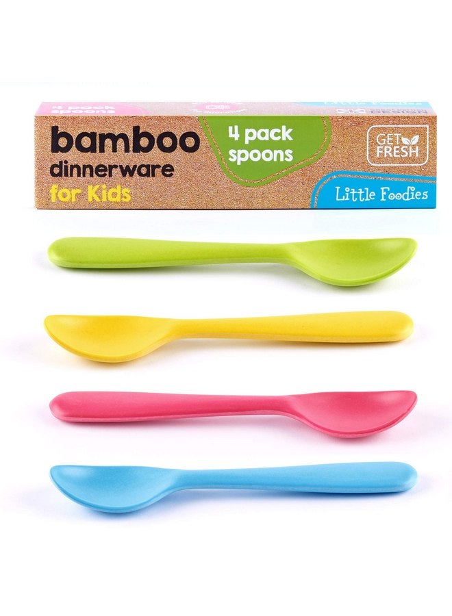 GET FRESH Bamboo Kids Spoons Set - 4-pack Reusable Bamboo Fiber Kids Spoons for Everyday Use - Large Bamboo Kids Cutlery for Daily Mealtime - Colorful Bamboo Utensils for Toddlers and School Children - Image 1