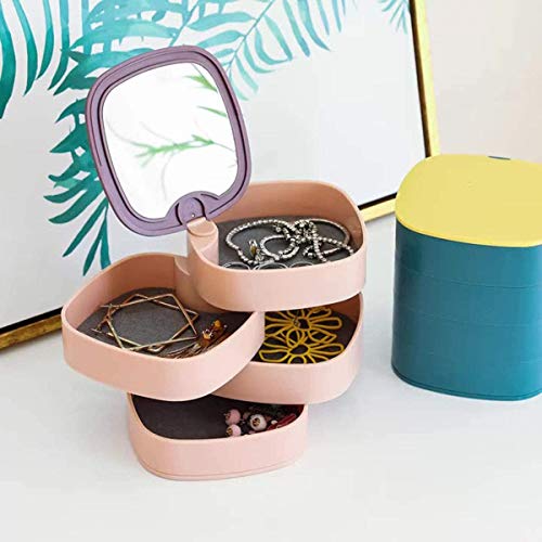 EMNDR® Plastic Rotating Creative Ring Earrings Necklace Desktop Accessories Multi-Layer Jewelry Storage Box Rack, Multi Color - Image 2