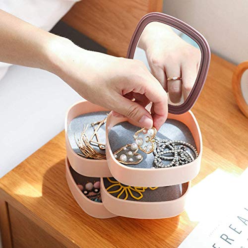 EMNDR® Plastic Rotating Creative Ring Earrings Necklace Desktop Accessories Multi-Layer Jewelry Storage Box Rack, Multi Color - Image 3
