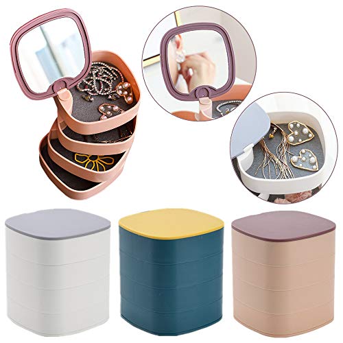 EMNDR® Plastic Rotating Creative Ring Earrings Necklace Desktop Accessories Multi-Layer Jewelry Storage Box Rack, Multi Color - Image 4