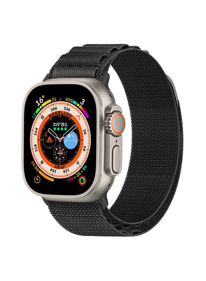 Replacement Strap Nylon Loop Watch Band For Apple Watch Ultra 49mm&Watch Ultra 2 49mm / Series 9&8&7 45mm / SE 3&SE 2&6&SE&5&4 44mm / 3&2&1 42mm Black 