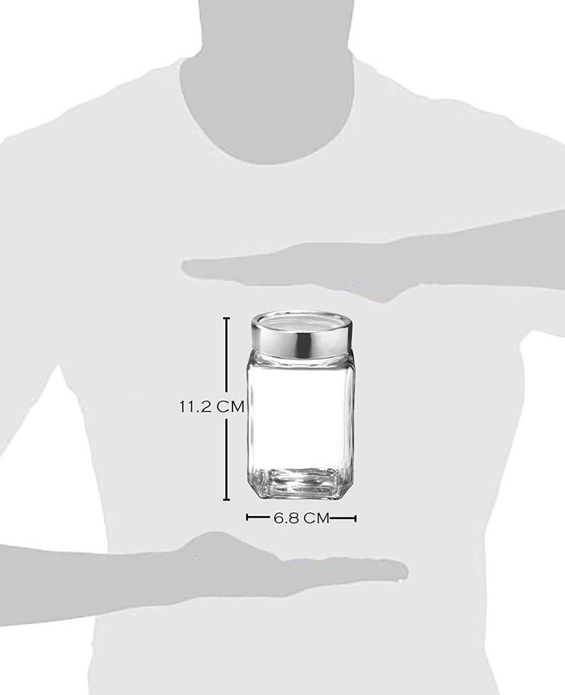 Vency Cube Jar 310ml , Transparent Storage Container Glass Jar, Kitchen Glass Bottle for Spices (Set Of 12) - Image 3