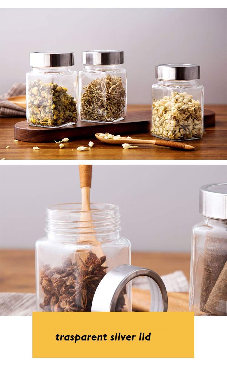 Vency Cube Jar 310ml , Transparent Storage Container Glass Jar, Kitchen Glass Bottle for Spices (Set Of 12) - Image 4