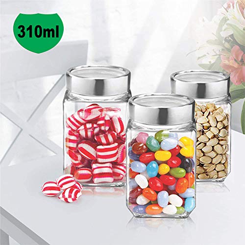 Vency Cube Jar 310ml , Transparent Storage Container Glass Jar, Kitchen Glass Bottle for Spices (Set Of 12) - Image 2