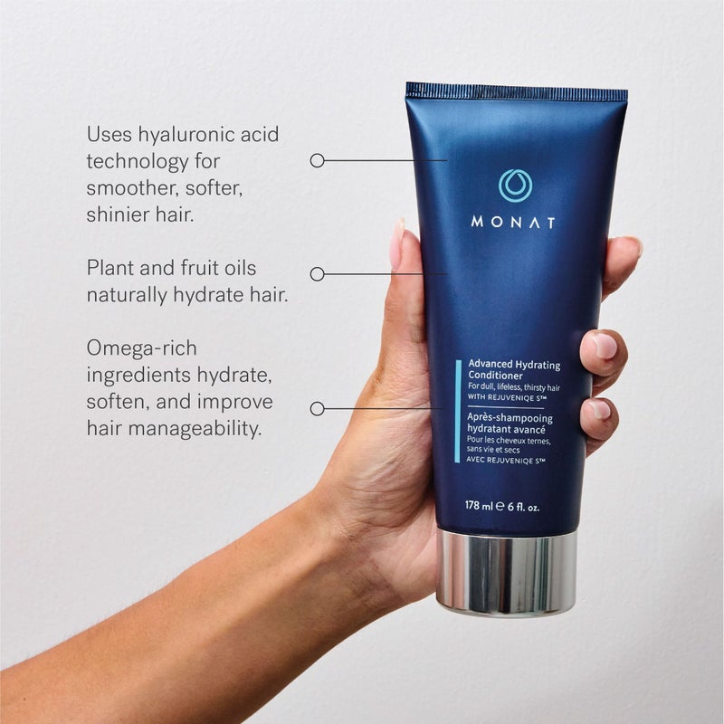MONAT Advanced Hydration Shampoo and Conditioner Set Infused with REJUVENIQE For Dry Fine to Medium Hair - Moisturizes & Strengths - Sulfate-Free, Paraben-Free, Frizz-Reducing - 8 fl. oz. & 6 fl. oz. - Image 4