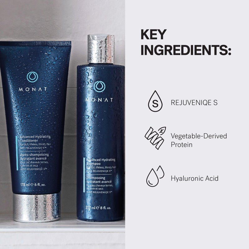 MONAT Advanced Hydration Shampoo and Conditioner Set Infused with REJUVENIQE For Dry Fine to Medium Hair - Moisturizes & Strengths - Sulfate-Free, Paraben-Free, Frizz-Reducing - 8 fl. oz. & 6 fl. oz. - Image 5
