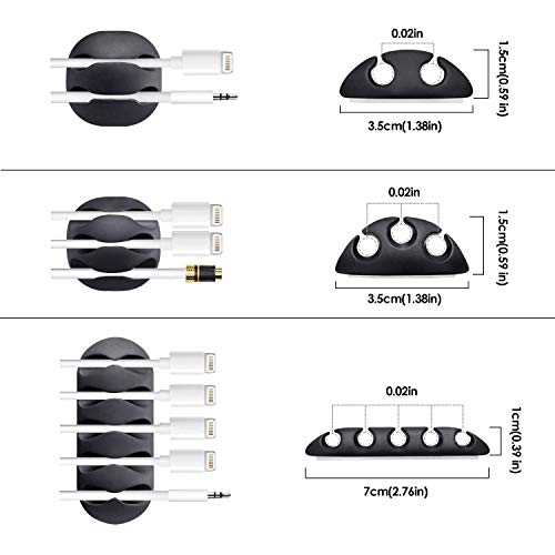 Ramkuwar Cable Clips Cord Organizer Holder Multipurpose Silicone Adhesive Cable Management Hooks for Desk Car TV Home Office 10 Pieces Keep Wires Neat and Tidy (10 Pieces) - Image 2