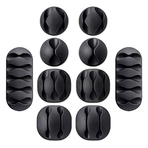 Ramkuwar Cable Clips Cord Organizer Holder Multipurpose Silicone Adhesive Cable Management Hooks for Desk Car TV Home Office 10 Pieces Keep Wires Neat and Tidy (10 Pieces) - Image 1
