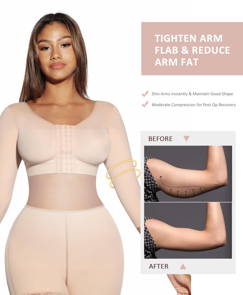 FeelinGirl Arm Shaper Post Arm Lipo Compression Garment with Bra Arm Garment Shapewear for Arms Nude XL - Image 4