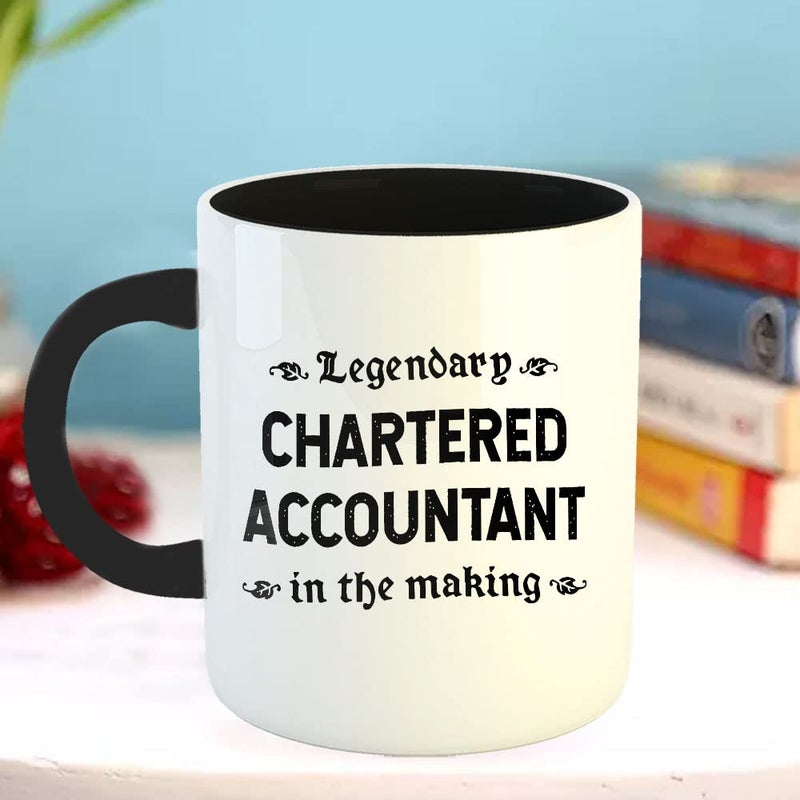 Happu Happu Printed Ceramic Coffee Mug for Chartered Accountants Legendary Chartered Accountant in Making Gift for CA Students Aspirants CA Professionals Accountants 325 ML11Oz 3181BK  - Image 3