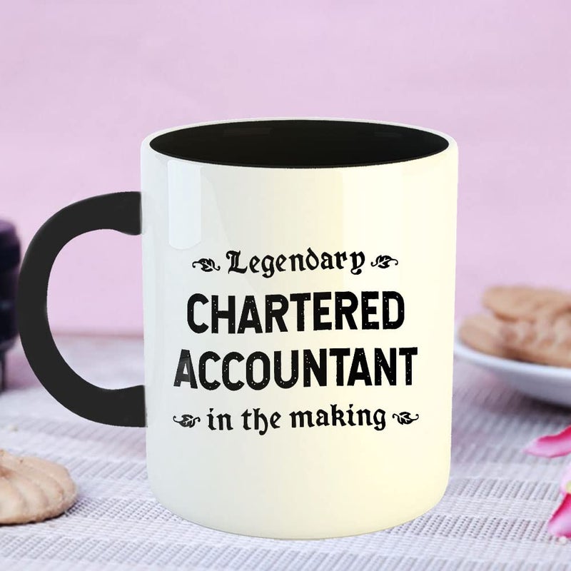 Happu Happu Printed Ceramic Coffee Mug for Chartered Accountants Legendary Chartered Accountant in Making Gift for CA Students Aspirants CA Professionals Accountants 325 ML11Oz 3181BK  - Image 4