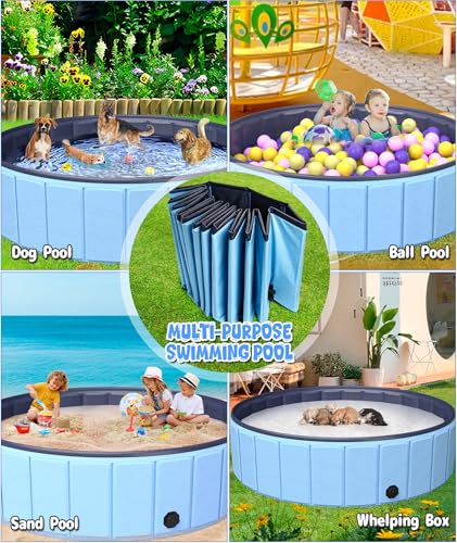 EPN Extra Large Foldable Dog Pool 107”x20”, EPN Heavy Duty Hard PVC Collapsible Dog Pool for Large Dogs and Kids, Leakproof Non-Slip Pet Wading & Bathing Tub with Drain, for Indoor & Outdoor Use - Image 3
