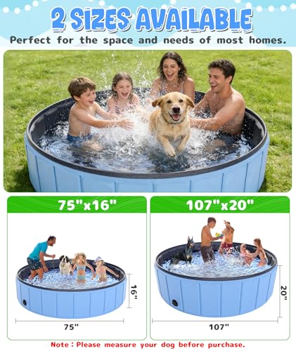 EPN Extra Large Foldable Dog Pool 107”x20”, EPN Heavy Duty Hard PVC Collapsible Dog Pool for Large Dogs and Kids, Leakproof Non-Slip Pet Wading & Bathing Tub with Drain, for Indoor & Outdoor Use - Image 4